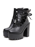 サイドレースアップブーツ/ブラック