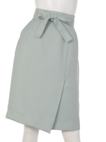 サッシュ付ラップ風タイトスカート/ミント