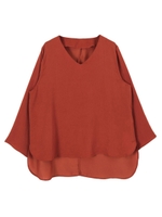 サテンVネックプルオーバー/オレンジ