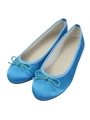 サテンリボンフラットパンプス/ブルー