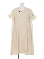 サンクスフリルスリーブシャツワンピース/クリーム