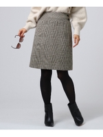 シャギーグレンチェックスカート/ダークブラウン(243)