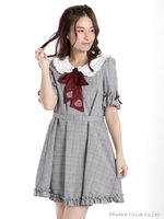 シャドウチェックワンピース/ワイン