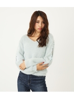 ショルダーエンブロ flower knit TOP/WHT