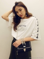 ショルダーレースアップBIG Tシャツ/WHT