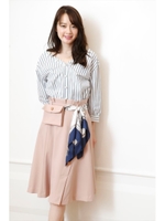 スカーフベルト付トレンチスカート/ピンクベージュ