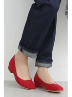 スクエア　ローヒール　パンプス/レッド(100)