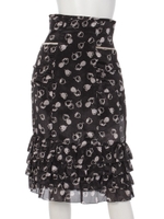 スズランドットフリルスカート/黒系・柄物