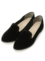 スタッズベロアフラットシューズ/ブラック(019)