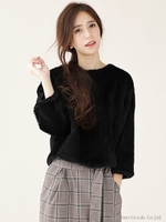 ストライプシャギープルオーバー/ブラック