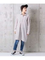 【Factor=】 ストライプチュニックシャツワンピ/ベージュ(005)