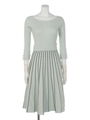 ストライププリーツニットワンピース/ミント