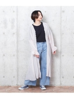 【Factor=】 ストライプラメシフォンカーデ/ベージュ(005)