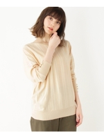 ストライプ袖パールドルマンニット/ベージュ(352)