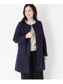 ダブルフェイスノーカラーコート/ネイビー(093)