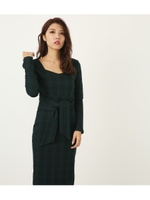 チェックIラインリボンOP/D/GRN3