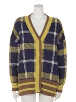チェックカーディガン/NV