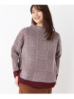 チェックジャガード　ボトルネックニット/ボルドー(264)