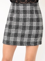 チェックツイードミニスカート/GRAY