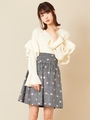 チェックフラワーフレアスカート/ブラック