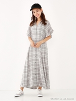 チェック柄シャツワンピース/GRY