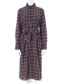 チェック柄ロングシャツワンピース/ボルドー