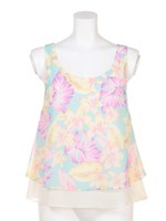 トロピカルフラワー柄タンク/ミント