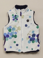 ドットグレーププリントボアリバーシブルベスト/ブルー