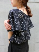 ドット柄フリルブラウス/ドット