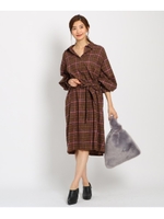 ネルチェックワンピ/ブラウン(242)