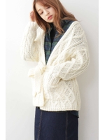 ハンドニットケーブルカーディガン/オフ(030)