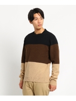 バイカラー　ニットプルオーバー/ダークブラウン(343)