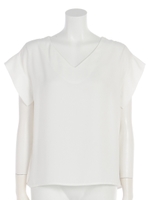 バックカシュクールチェーンパーツ付ブラウス/オフホワイト