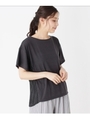 バックプリーツ異素材ミックスTシャツ/ブラック(419)