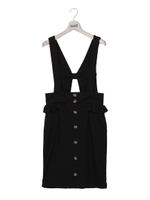 バックリボンサス付き前ボタンスカート/ブラック