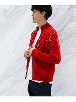 パネルチェックジップアップニット[ メンズ ニット チェック ウールマーク ]/ワインレッド(063)