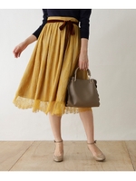 パンジーレースミモレ丈スカート/マスタード(033)