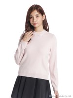 ビジュー付きハイネックニットプルオーバー/ピンク