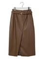 フェイクレザータイトスカート/BROWN