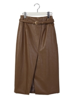 フェイクレザータイトスカート/BROWN