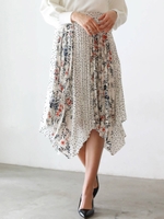 フラワ-ドットMIXプリーツスカート/WHT