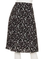 フラワープリントサイドプリーツSK/ブラック