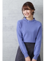 フリルスタンドネックニット/ブルー(110)