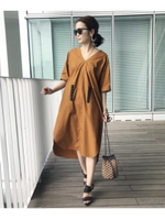 フロントフックワンピース/ダークブラウン(043)