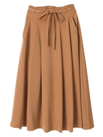 フロントリボンタックフレアスカート/ベージュ