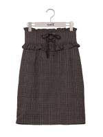 フロントレースアップフリルスカート/ブラウンチェック