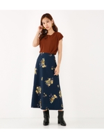 ブーケフラワーロングスカート/柄NVY5