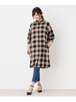 ブロックチェックシャツワンピ/ベージュ(252)