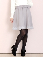 プリンセス刺繍ミニスカート/ライトグレー