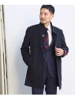 ヘリンボンスタンドカラーコート[ メンズ コート アウター ]/ブルー(492)